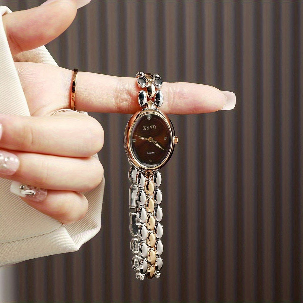 Women’s Oval Dial Watch | Stainless Steel Quartz Fashion Watch