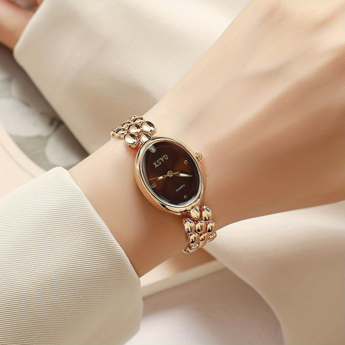 Women’s Oval Dial Watch | Stainless Steel Quartz Fashion Watch