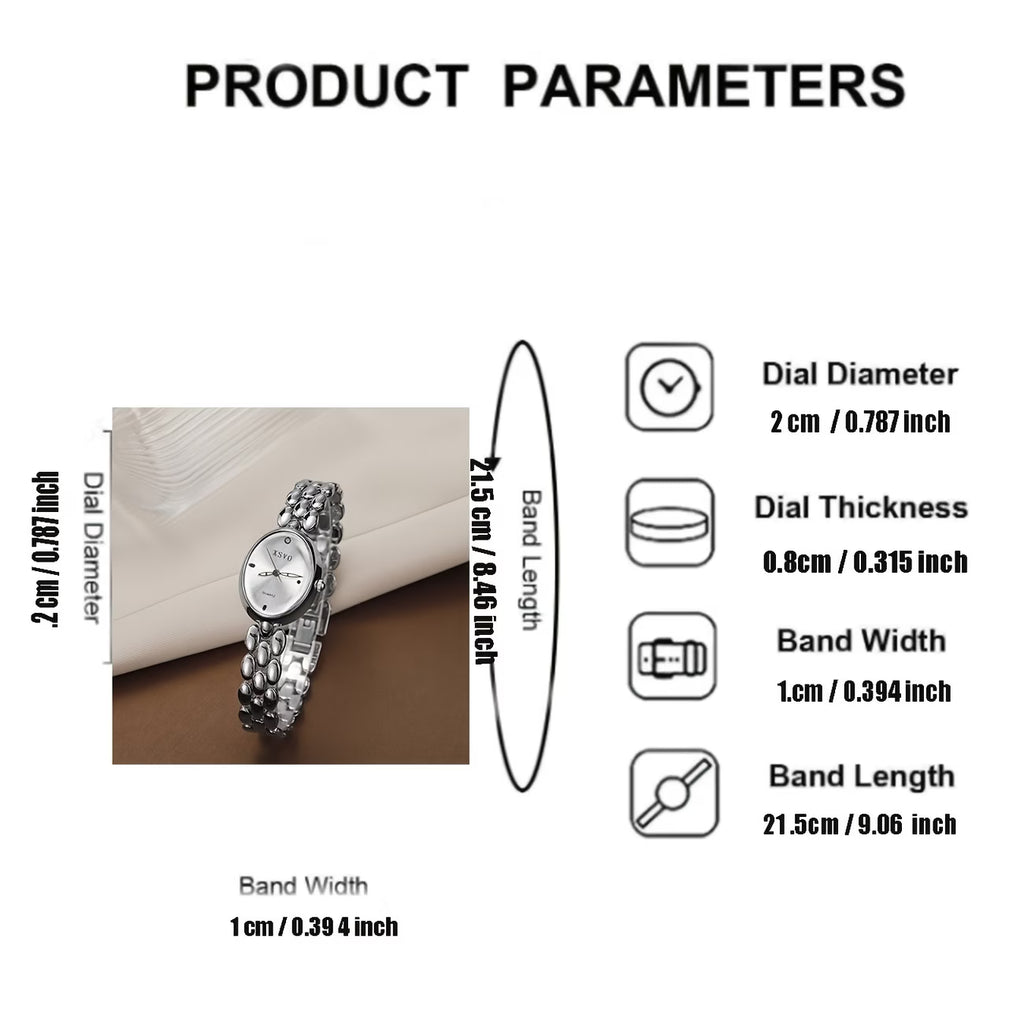 Women’s Oval Dial Watch | Stainless Steel Quartz Fashion Watch