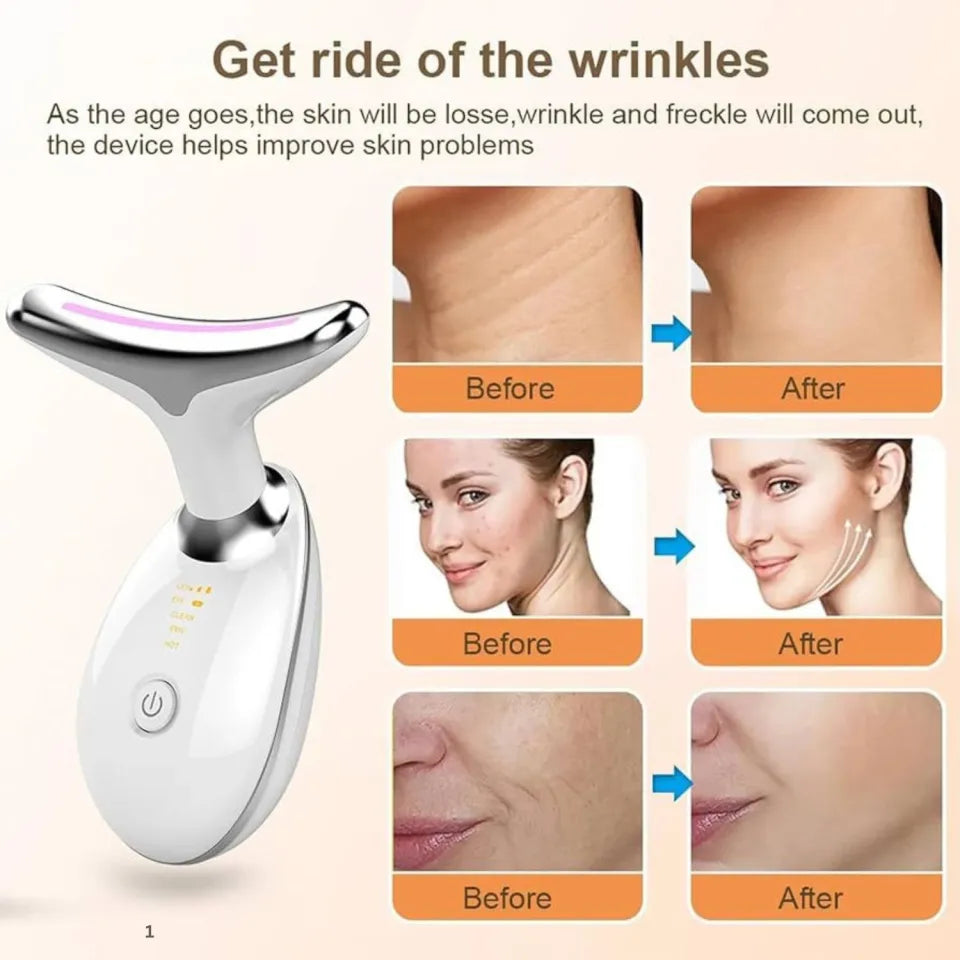 7-Light Rechargeable Face & Neck Massager – Heat, Vibration.