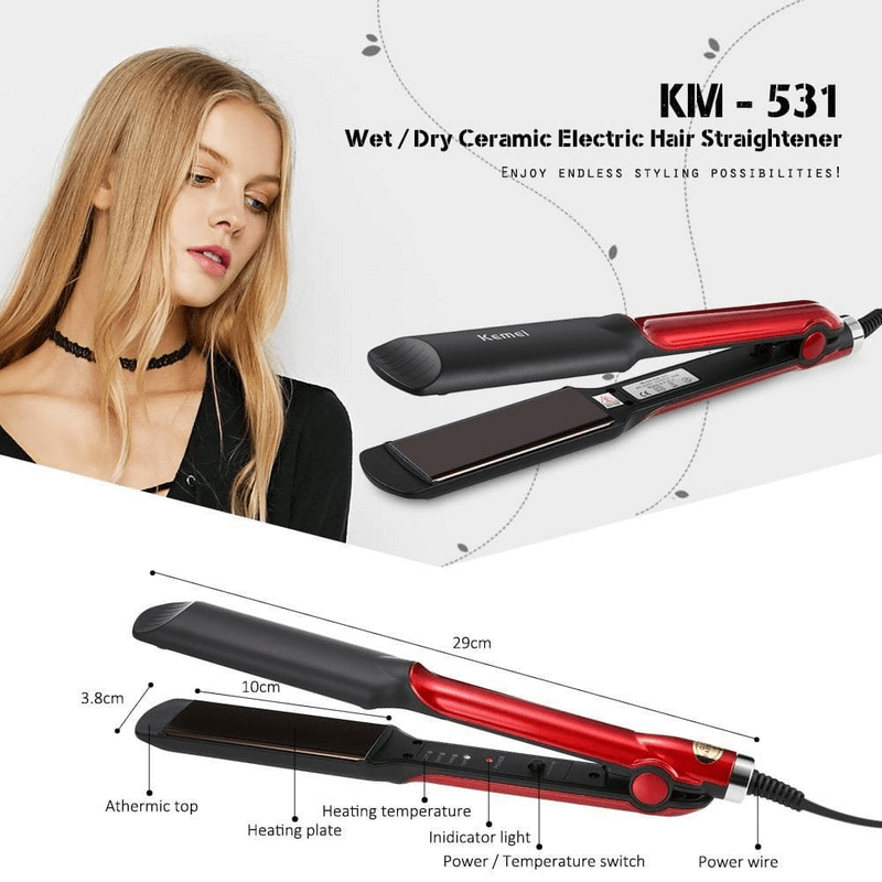 Kemei KM-531 Hair Straightener with Adjustable Temperature
