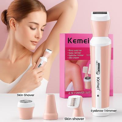 Kemei KM-3024 4-in-1 Shaver – Women’s Body, Face, Nose & Eyebrow Hair Trimmer