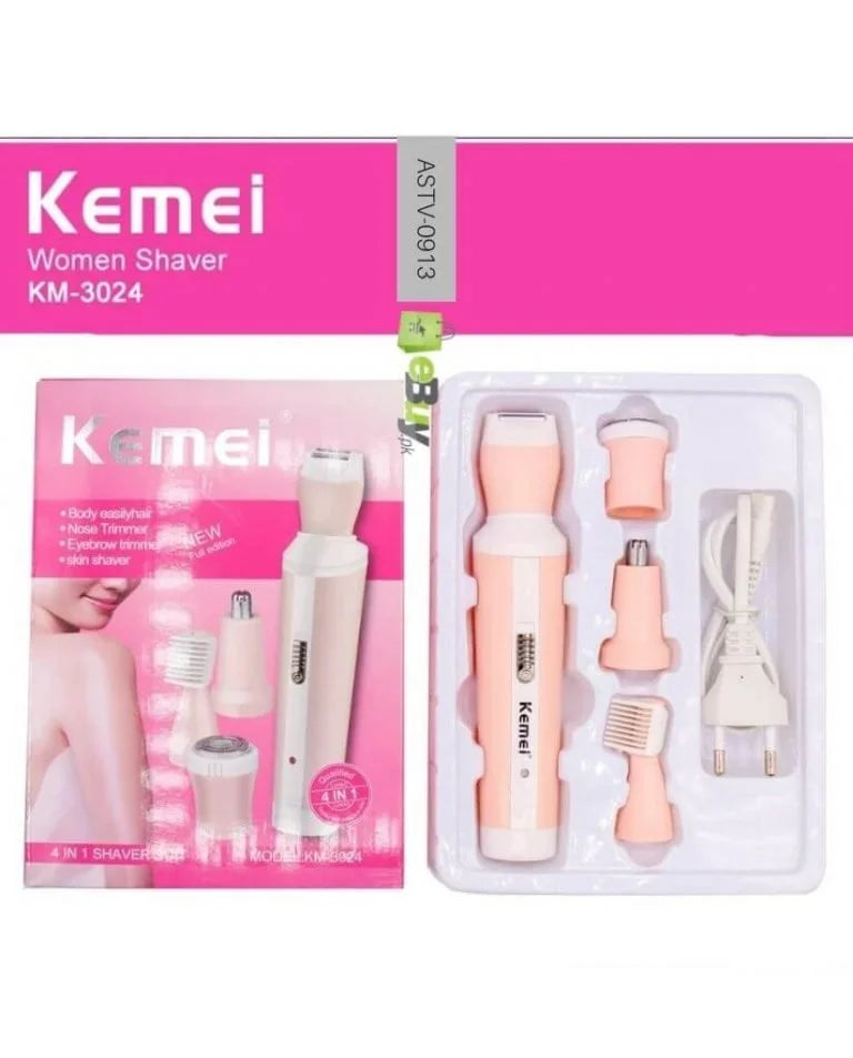 Kemei KM-3024 4-in-1 Shaver – Women’s Body, Face, Nose & Eyebrow Hair Trimmer