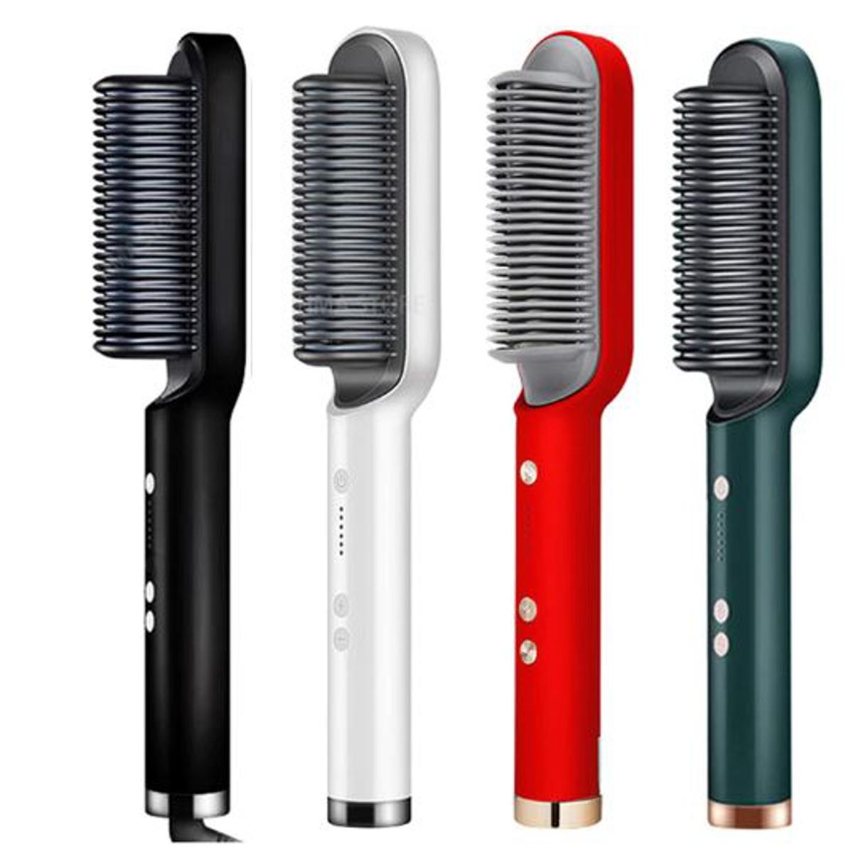 2-in-1 Hair Straightener Brush & Curling Comb – Electric Heated Hair Styling Brush.