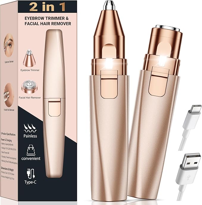 2 in 1 Rechargeable Face Shaver and Eyebrow Razor.