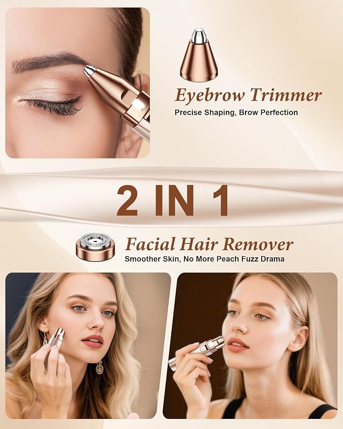 2 in 1 Rechargeable Face Shaver and Eyebrow Razor.