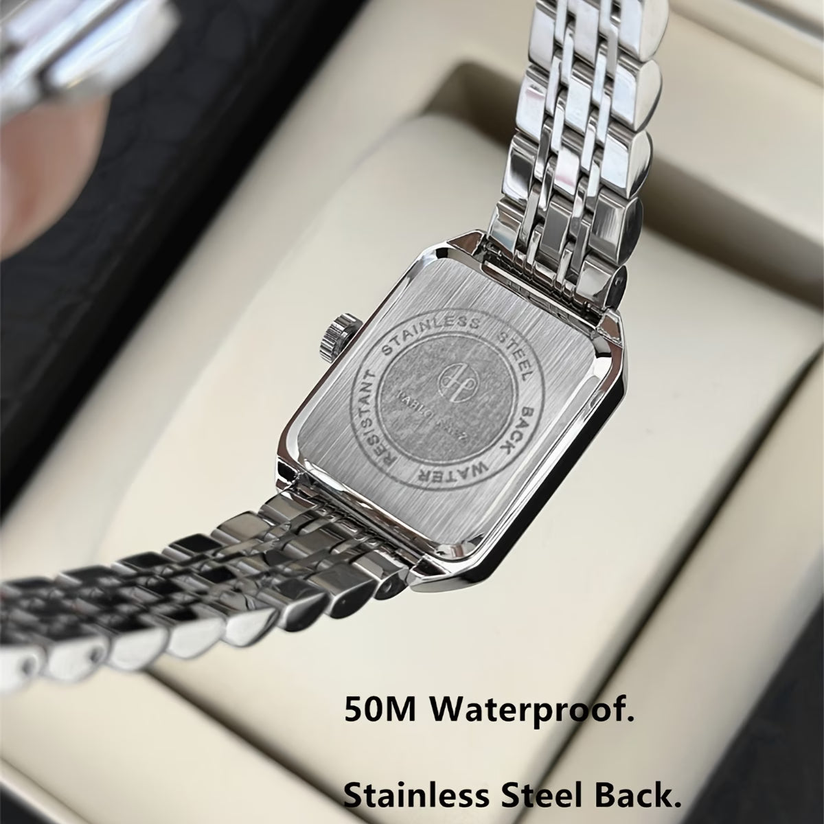 Luxury Rectangular Dial Women’s Watch – Stainless Steel Quartz Fashion Wristwatch