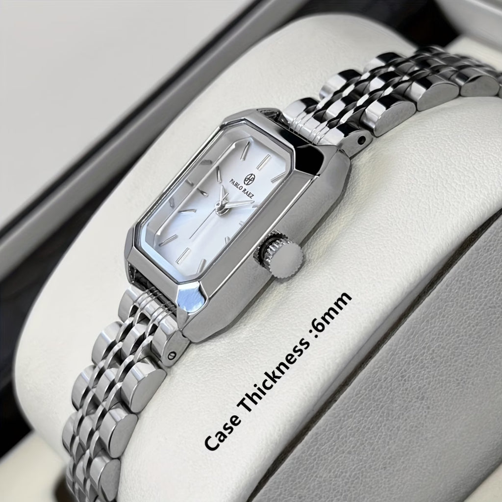 Luxury Rectangular Dial Women’s Watch – Stainless Steel Quartz Fashion Wristwatch
